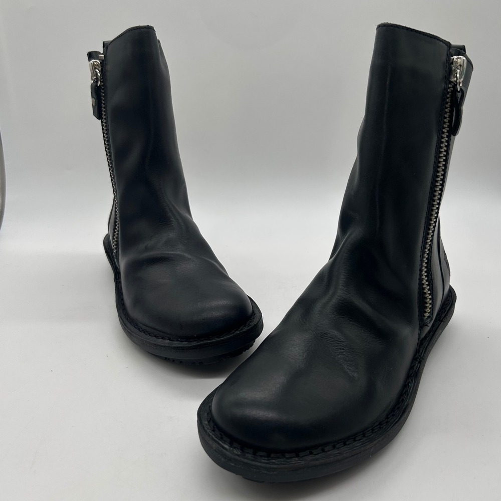 New Fly London Fade966Fly Leather Ankle Boots Women 36 US 5.5-6 Zip Up Black Rug